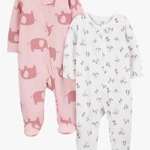Simple Joys by Carter's baby-girls 2-way Zip Thermal Footed Sleep and Play, Pack of 2