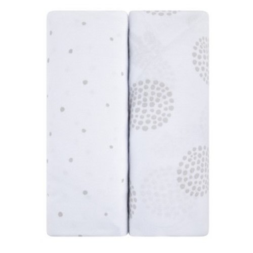 Ely's & Co. Baby Fitted Pack n Play - Mini Crib Sheet   100% Combed Jersey Cotton  2 Packs Gender Neutral, Color: Grey dottie