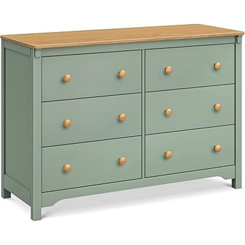 Davinci Shea 6-Drawer Dresser in Light Sage and Honey, GREENGUARD Gold Certified