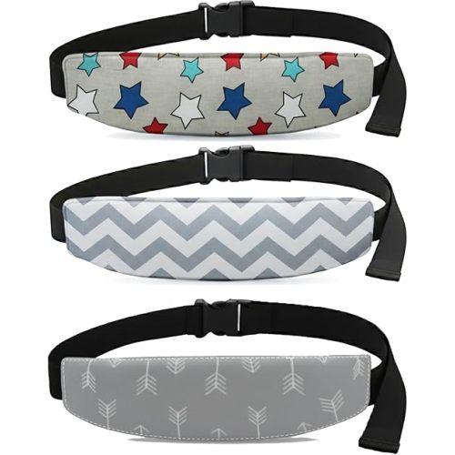 3 Pcs Baby Carseat Head Support,Car seat Straps Pillow Support Ban,Stroller Neck Relief Strap Headrest,Slumber Sling Sleep Positioner for Toddler Infants Child Children Kids(Arrow, Star)