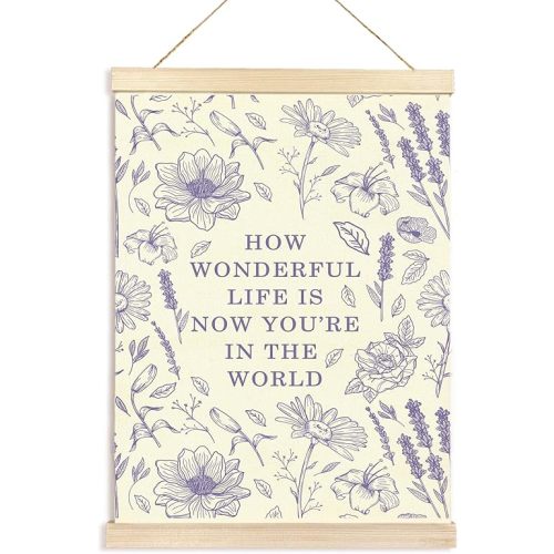 Hiuwevt Floral Nursery Wall Art, Purple Boho Poster Hanger Frame, Kids Room Decor, Neutral Baby Shower Newborn Wall Art Decor for Toddler Girls Room Home Bedroom, 12x16 Inch