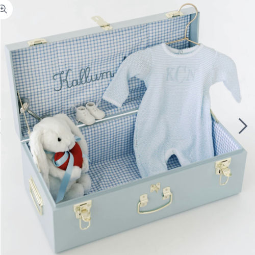 Petite Trunk - Light Blue - Picnic in Blue / No Embroidery