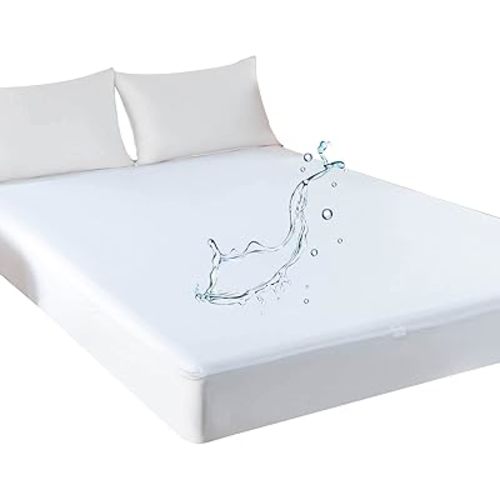 Kingnex Waterproof RV Short Queen Mattress Protector for 60x75 RV Queen Camper Bed Smooth Top Fitted Sheet Style Matress Cover