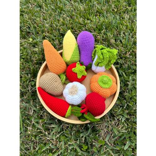 Crocheted set 10 different types of Vegetables, Crocheted Plushies Vegetables, Crocheted Toy