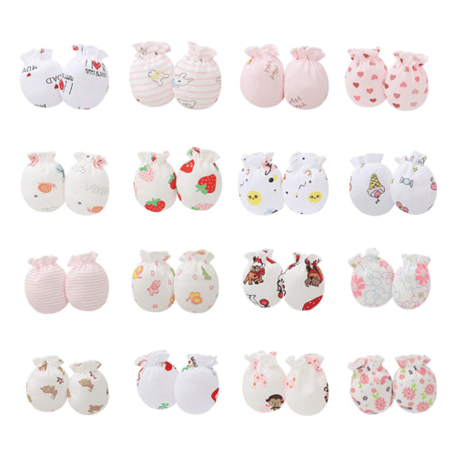TELOLY 16 Pcs Baby Mittens,Soft and Gentle Cotton Newborn Mittens,Stretchable Fit Baby Mittens for 0-6 Months Growing Babies,Style2