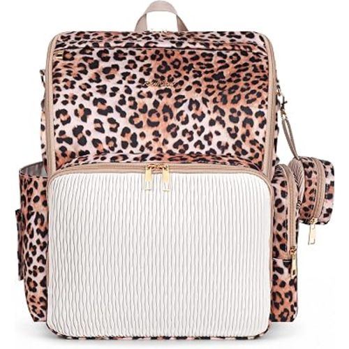 Stylish Baby Diaper Bag, Baby Bag with Changing Pad, Pacifier Case& Stroller Straps, Large Diaper Backpack Boy Girl, Water Resistant Travel Diaper Backpack for Mom Dad