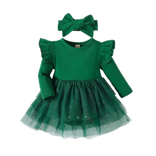 Baby Girl Ruffle Sleeve Romper Dress Outfit Newborn Princess Tulle Dresses Infant Jumpsuit Tutu Skirt Set Clothes
