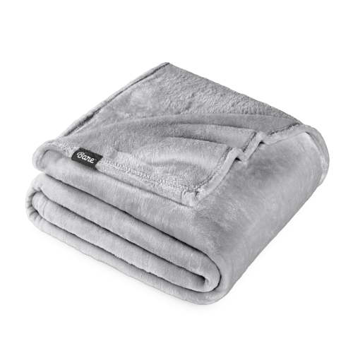 Bare Home Microplush Fleece Blanket - 300 GSM - Fuzzy Microfleece - Soft & Plush - Full/Queen, Light Gray