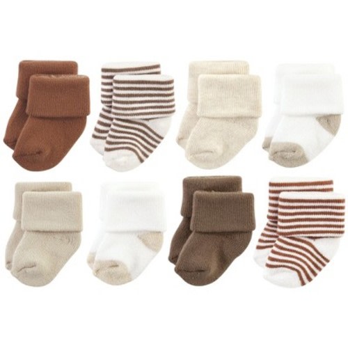 Hudson Baby Cotton Rich Newborn and Terry Socks, Neutral Brown, 6-12 Months