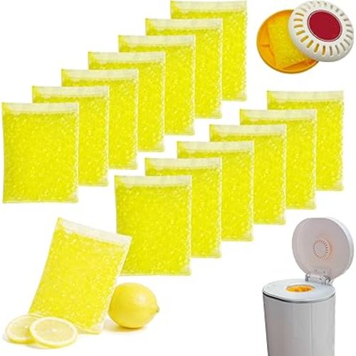 14 Pack Diaper Pail Odor Absorber Refills for Munchkin Step and Pall Diaper Pails, Odor Eliminator Filter Refills for Puck Baking Soda Cartridge (Lemon)