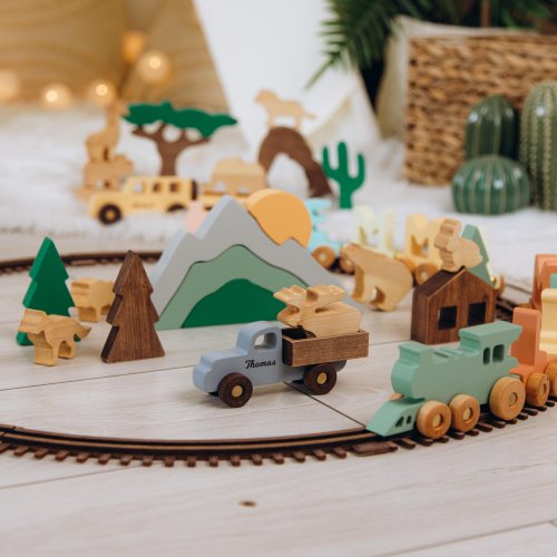 Building Blocks Mountain Kids Pretend Play Personalized Baby Boy Gift Montessori Toys For Toddlers Wooden Fidget Toys First Christmas