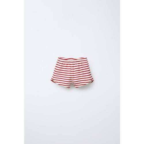 STRIPED SHORTS - White / Red | ZARA United States