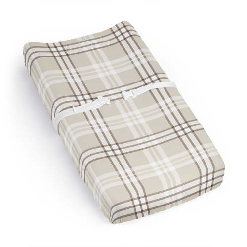 Sweet Jojo Designs Gingham Taupe Plaid Boy, Girl, Unisex/Gender Neutral Changing Pad Cover Sheet