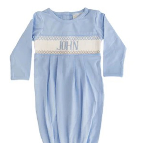 Solid Blue Baby Snuggles Custom Nightgown and Cap