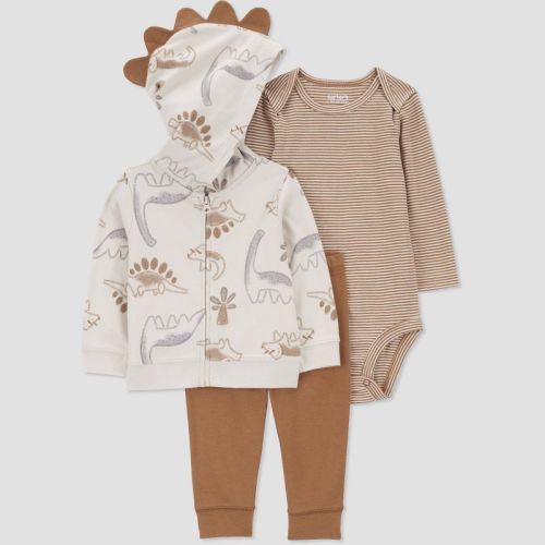 Carter's Just One You® Baby Boys' Striped Dino Top & Bottom Set - Brown, Size: 12M