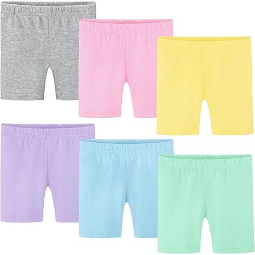 Poroka 6 Pack Baby and Toddler Girls Bike Shorts Soft Girls Summer Dancewear Shorts Solid Tumbling Safety Short for Kids