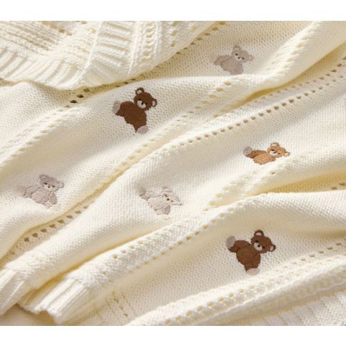 Dreamy Luxe Knit Teddy Bear Baby Blanket