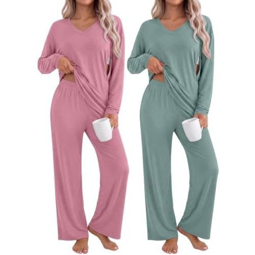 Locoowai 2 Pack Maternity Nursing Lounge Sets 2 Piece Outfits
