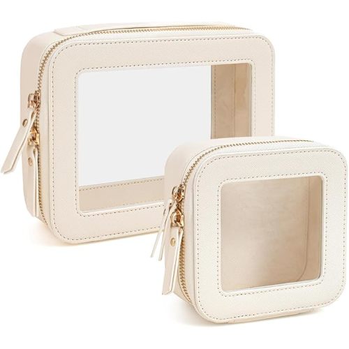 Travel Clear Makeup Bag Set, TSA Approved Cosmetic Bag Case with Zipper Portable Makeup Pouch Toiletry Bag Traveling Cosmetic Organizer Storage Bag Car Organizer Car Essentials