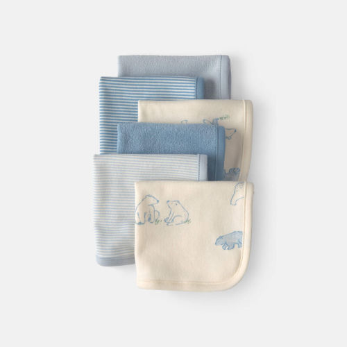 Baby 6-Pack Bear Terry Washcloths - Blue | Carter’s Oshkosh Canada