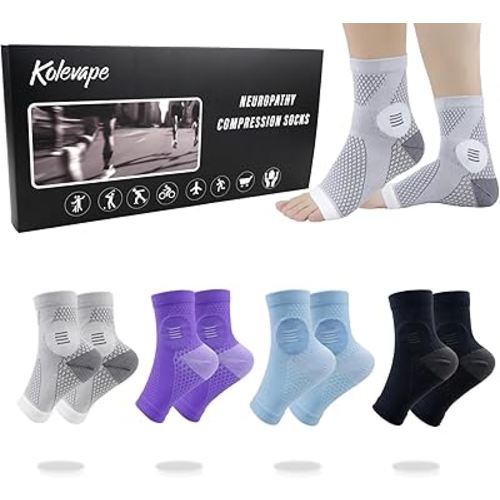 4 Pairs Neuropathy Socks for Women & Men,Nano Comprex Ankle Sleeves Protection Elastic Socks,Soothe Socks for Neuropathy Pain,Anti Fatigue Compression Foot Sleeve Brace Socks