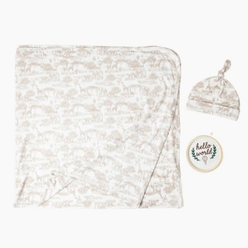 Picolette by Olivia Culpo Baby 3pc Beanie Milestone Set - Beige