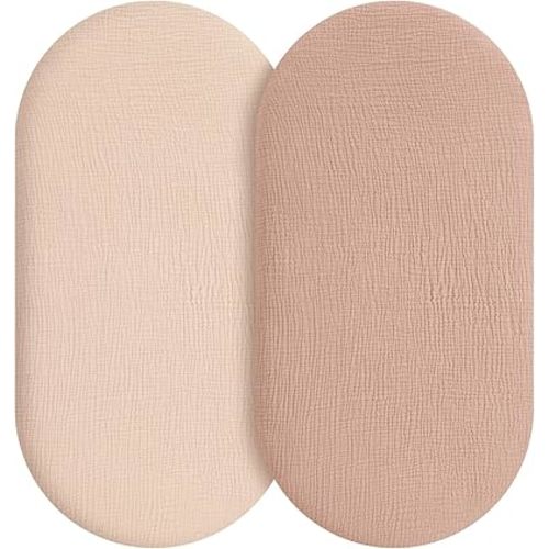 Muslin Bassinet Sheets Boy Girl, 100% Cotton Fitted Bassinet Sheet Set 2 Pack Bassinet Mattress Sheets Universal Fit for Rectangle, Round, Oval, Hourglass Mattress, Soft Breathable
