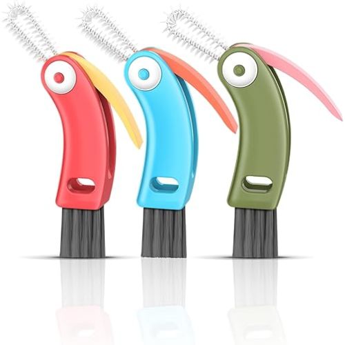 3 in 1 Cup Lid Cleaning Brush 3 PCS - Multifunctional Cleaning Brush Set for Tight Spaces, Bottle Gaps & Travel Mugs | Portable Durable Cup Lid Cleaner Tools (Multicolor)