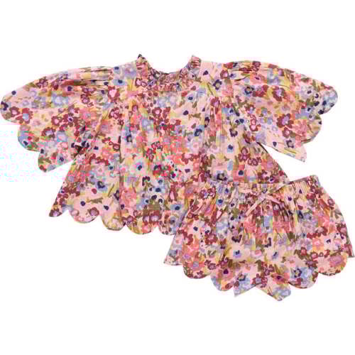 Baby Girls Scallop Misha 2-Piece Set - Burgundy Sketched Floral Burgundy Sketched Floral - Pink Chicken | Maisonette