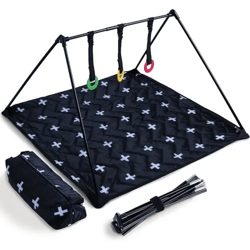 Travel Play Mat for Baby, Baby Play Mat, 0-6 Months, Newborn Travel Essentials, Tummy Time for Floor, Portable, Crosses Pattern