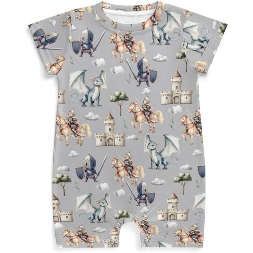 Wicbfdfv Watercolor Fairytale Dragon Floral Book Baby Rompers Retro Flowers Moon Stars Mystical One-Piece Magical 9-12M