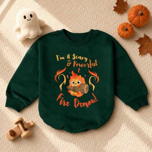 Howl's Fire Demon Baby Romper, Cute Fire Spirit Baby Bodysuit, Anime Inspired Newborn Outfit, Halloween Baby Gift, Baby Shower