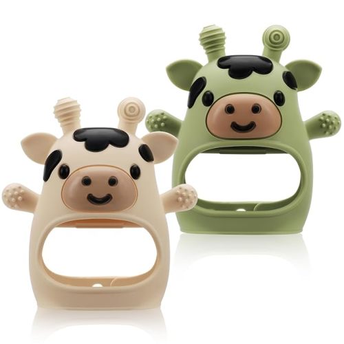 2 Pack Baby Teething Toys for 3-6 6-12 Months, Silicone Hand Teether Mitten