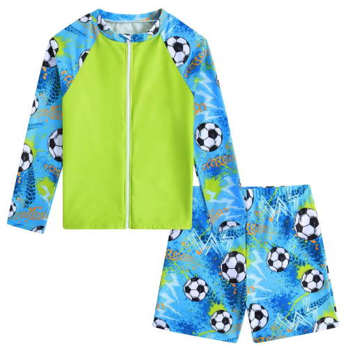 Lanbubble Toddler Boys Swimsuits Trunk Rashguard Long Sleeve Top Shorts 2 Pieces Bathing Suit Swimwear 3-8Y