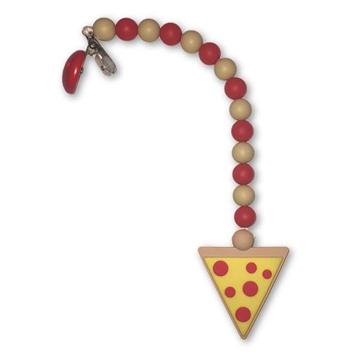 DadChains Pizza Baby Clip-On Teether Toy for Car Seat and Stroller Teething Relief Silicone Teethers Toys
