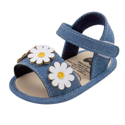 Baby Girls Sandals Summer Shoes Flowers Outdoor First Walk Toddler Girls Shoes For Summer Blue 0 Months-6 Months