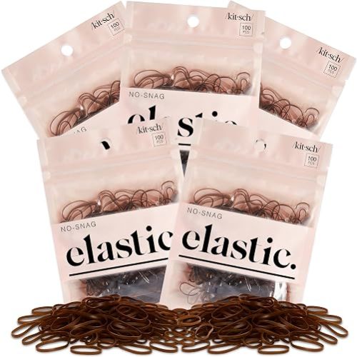 Kitsch Hair Ties No Damage for Kids, Teens and Women - Rubber Bands for Hair Styling | No Snag Hair Elastics | Daily Hair Accessories | Ideal Gifts for Women - 500pcs (Brown)