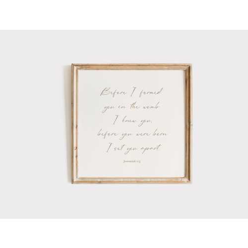 Jeremiah 1:5 Nursery Print, Girl Bible Verse Nursery Print Square, Boy Nursery Decor, Neutral Christian Nursery Wall Art, Bible Verse Decor