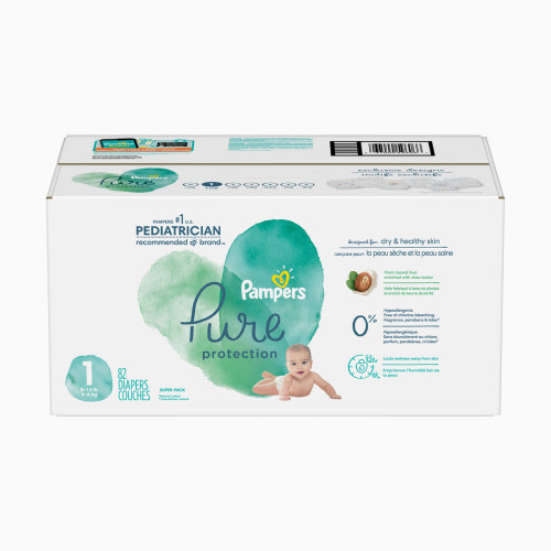 Pampers Pure Protection Disposable Diapers, Super Pack - Size 1,82 Count