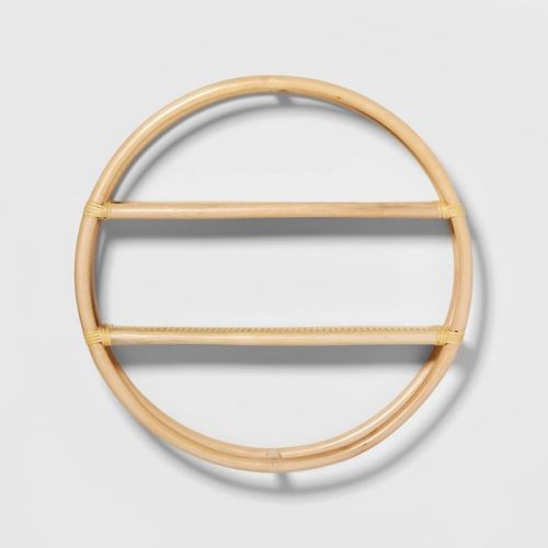 Rattan Kids' Round Shelf Natural - Pillowfort™: Decorative Wall Shelf, Floating Curio Shelves, No Assembly Required