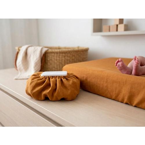 Linen Baby Wipe Cover Reversible - Tissue Cover - Linen Wet Wipe Cover - Baby Wipe Pouch - Nursery Linen Decor - Baby Wipe Dispenser Cover
