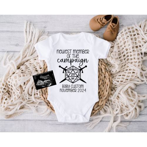 D&D Baby Bodysuit: Newest Campaign Member, Gamer Pregnancy Announcement