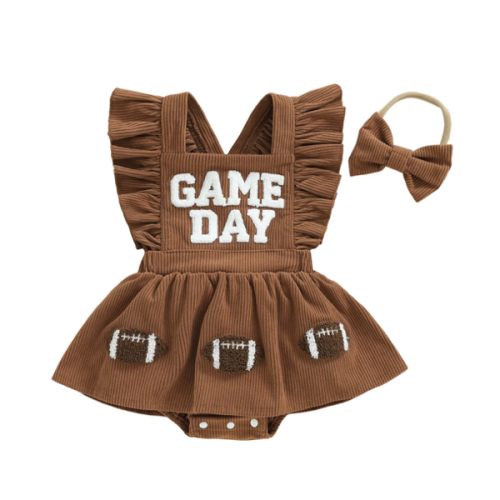 GAME DAY Corduroy Romper Dress - Hazel & Bo