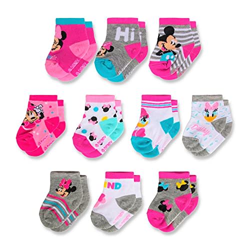 Disney baby-boys Baby Girls & Boys Minnie Mouse, Mickey Mouse, Baby Shark, Justice League 10-pack Infant Sock 0-24 Months
