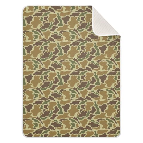 Baby Blanket for Boys Girls Vintage Camo Green Nursery Swaddling Wrap Camouflage Retro Brown Army Soft Unisex Toddler Newborn Blanket Receiving Blankets Stroller Crib, 30x40 Inch