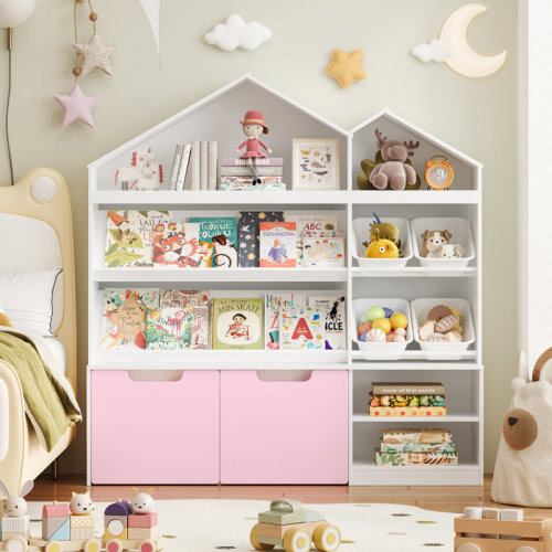 Harper Orchard Kids Bookcase with 2 Drawers, Book display, White & Pink & Reviews | Wayfair