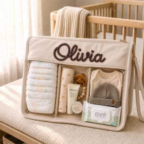 Personalized Baby Organizer Bag, Custom Name Embroidered Baby Storage Bag, Diaper Bag Pouch, Diaper Caddy Baby Shower Gift for New Mom