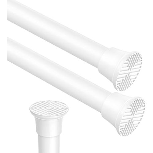 2pack Spring Tension Rods 18-36 Inch Adjustable White Tension Rod Spring Rod Extendable Short Curtain Rod Spring Loaded Curtain Rods Tension Rod for Curtains,Closet,Kitchen