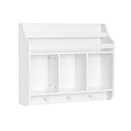 RiverRidge Kids' Wall Mounted Bookshelf and Toy Storage Organizer for Playroom/Nursery and Reading Nook White