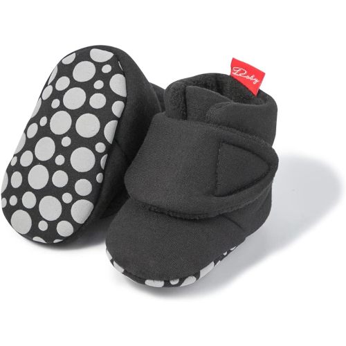 Sawimlgy Newborn Infant Baby Girl Boy Cotton Booties Stay On Sock Slippers Soft Bedroom Shoes Non-Skid Ankle Boots With Grippers Toddler Crib Warm Shoe First Walker Birthday Shower